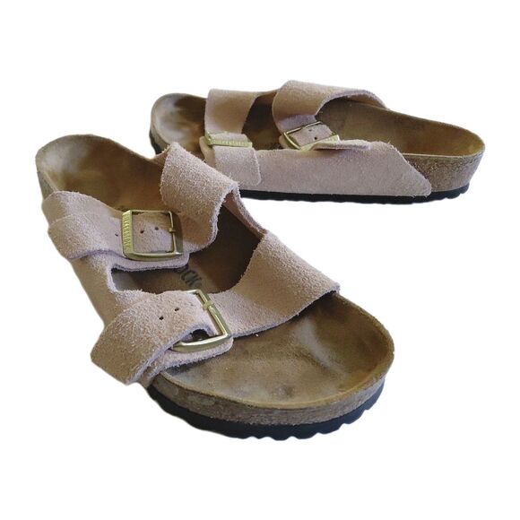 Birkenstock Size 8-8.5 Bohemian Pink Suede Double Strap Buckle Slip-On Sandals - Picture 1 of 9